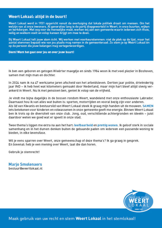 Kandidaten Weert Lokaal 2026